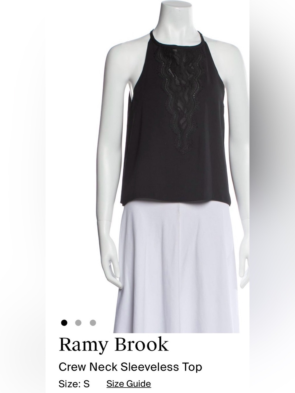 Ramy Brook Black Halter-Neck Sleeveless Top with Front Lace Detail